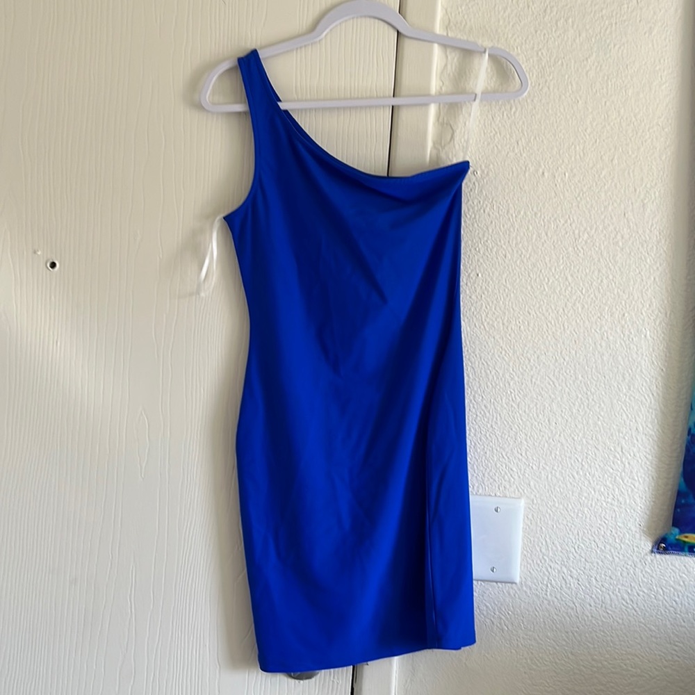 SHEIN blue one-shoulder dress